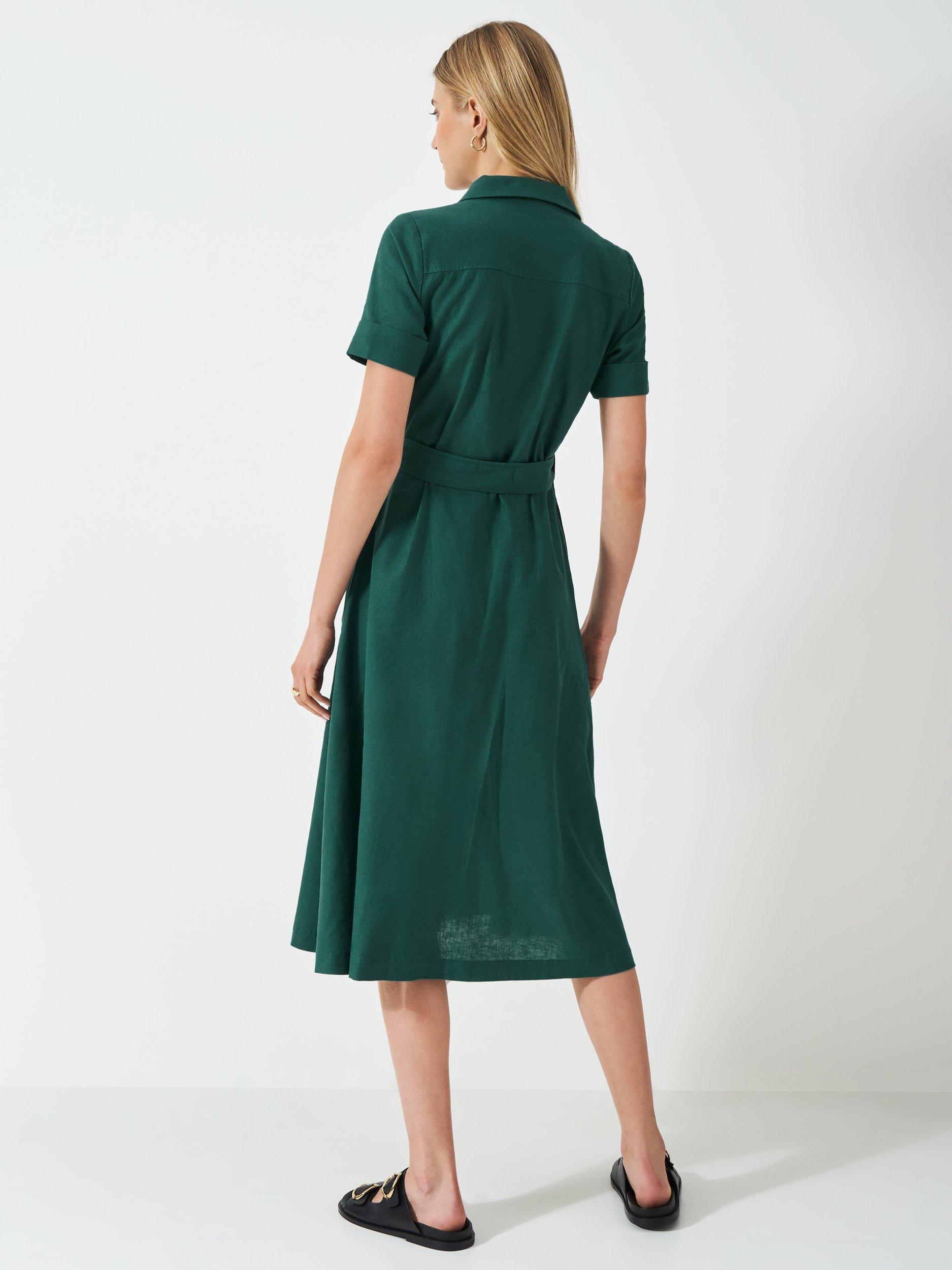 Product image 3 of 5, which shows Crew Clothing Ava Linen Blend Shirt Dress, Teal Blue, 6