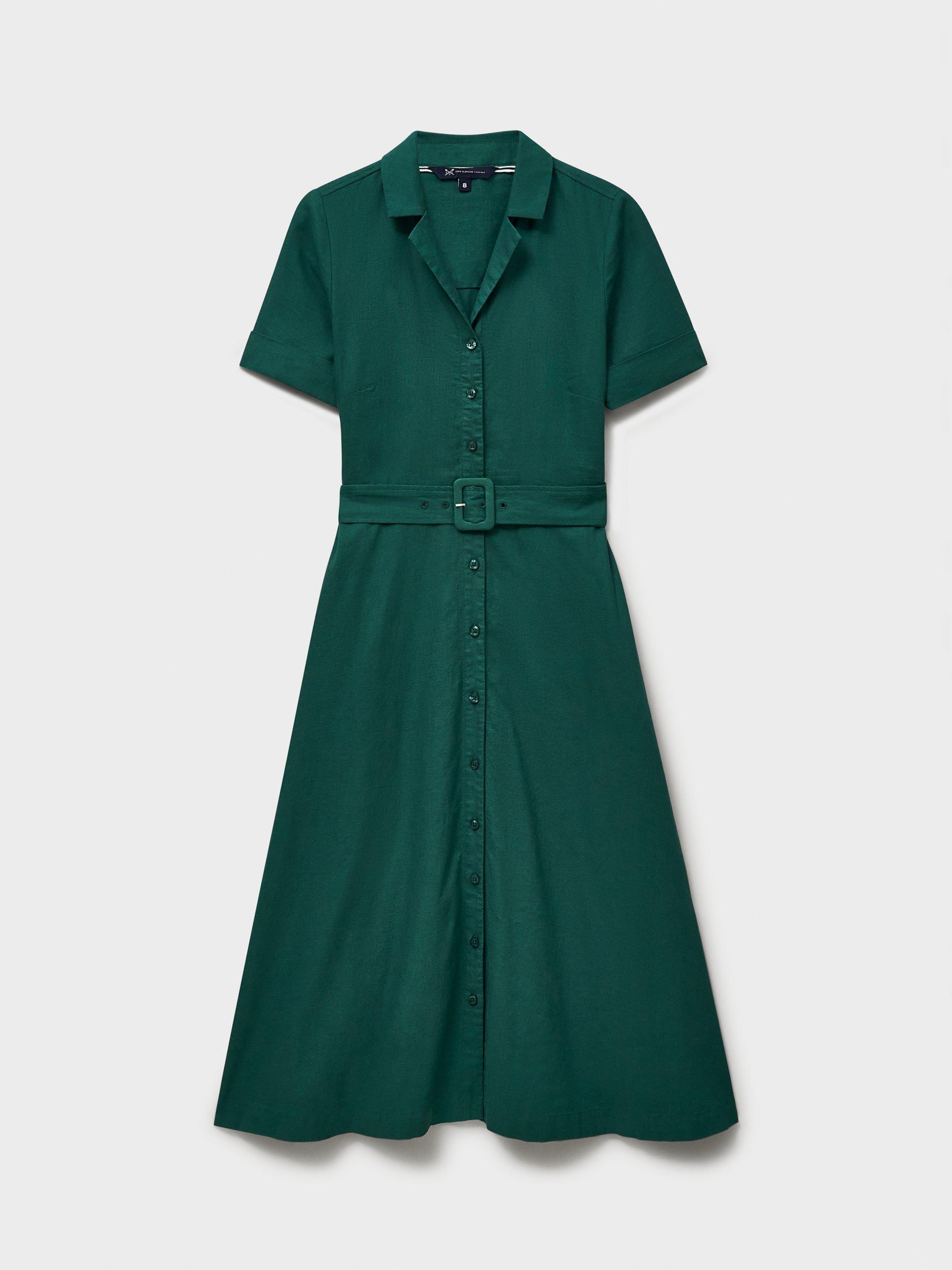 Product image 5 of 5, which shows Crew Clothing Ava Linen Blend Shirt Dress, Teal Blue, 6