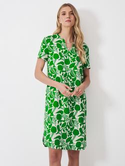 Crew Clothing Lea Floral Linen Blend Shirt Dress, Green/White, Green/White