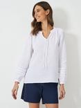 Crew Clothing Eden Double Cloth Tie Blouse, White