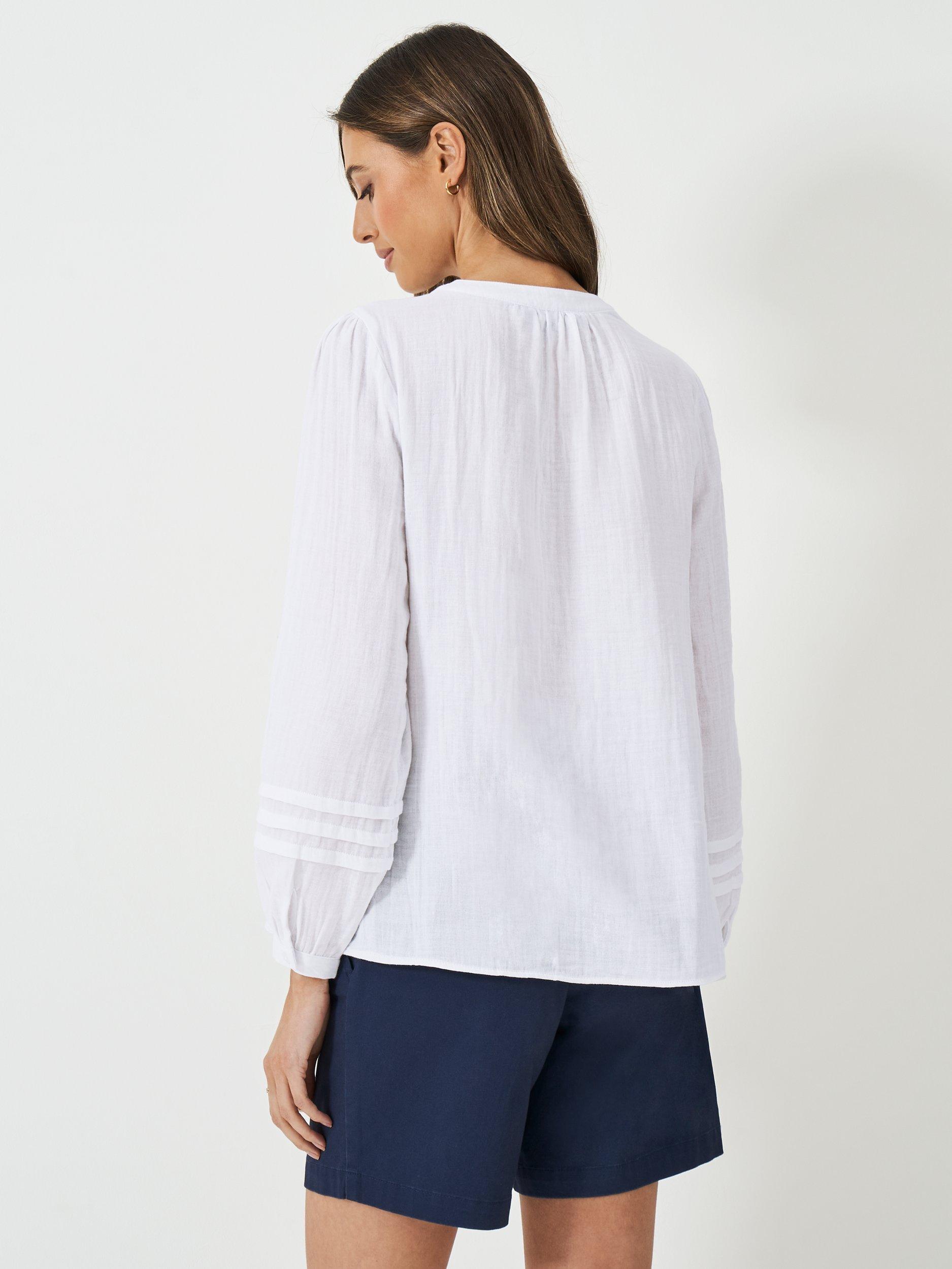 Product image 3 of 5, which shows Crew Clothing Eden Double Cloth Tie Blouse, White, 6