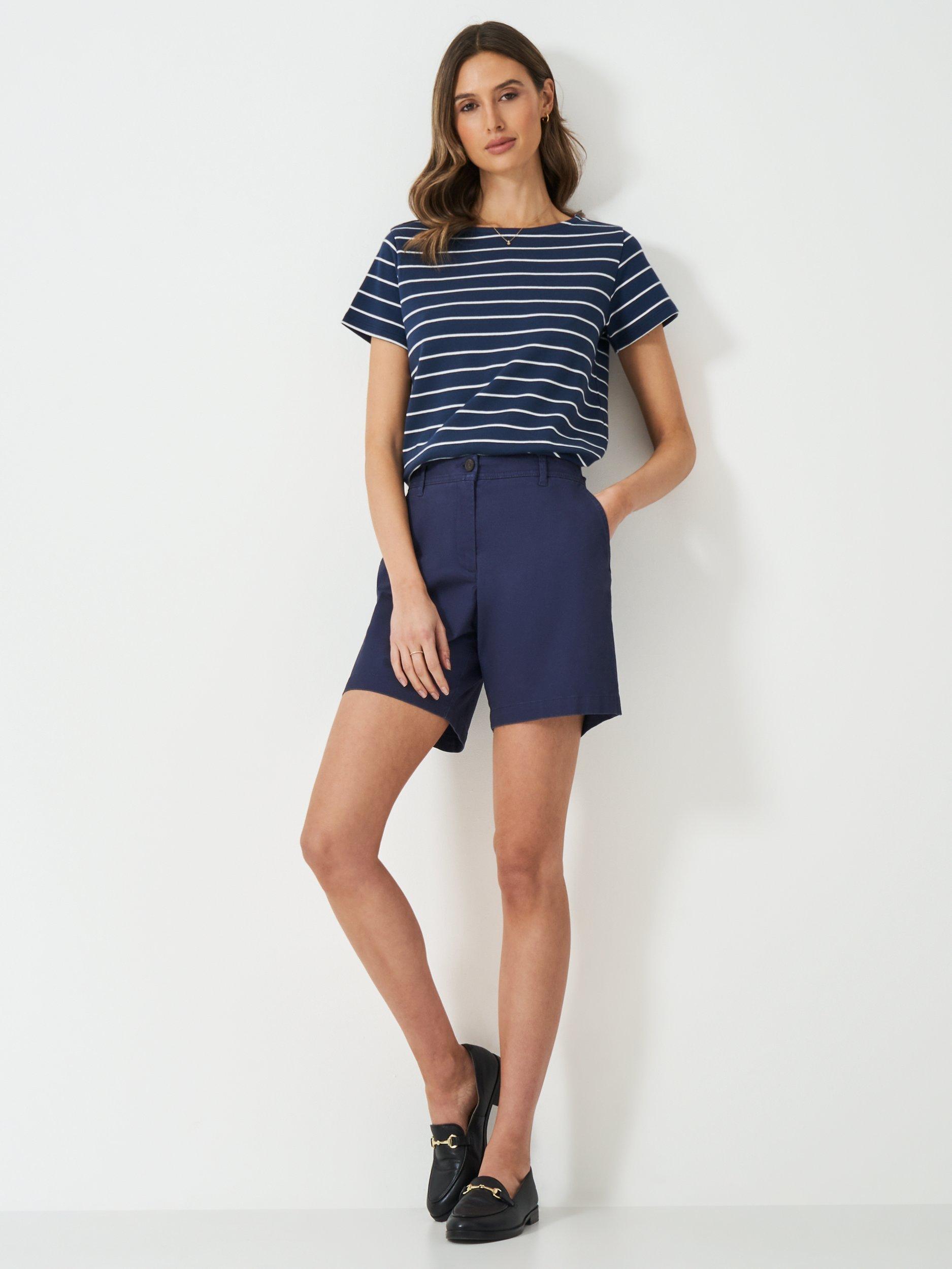 Product image 1 of 5, which shows Crew Clothing Mid Rise Chino Shorts, Navy Blue, 6
