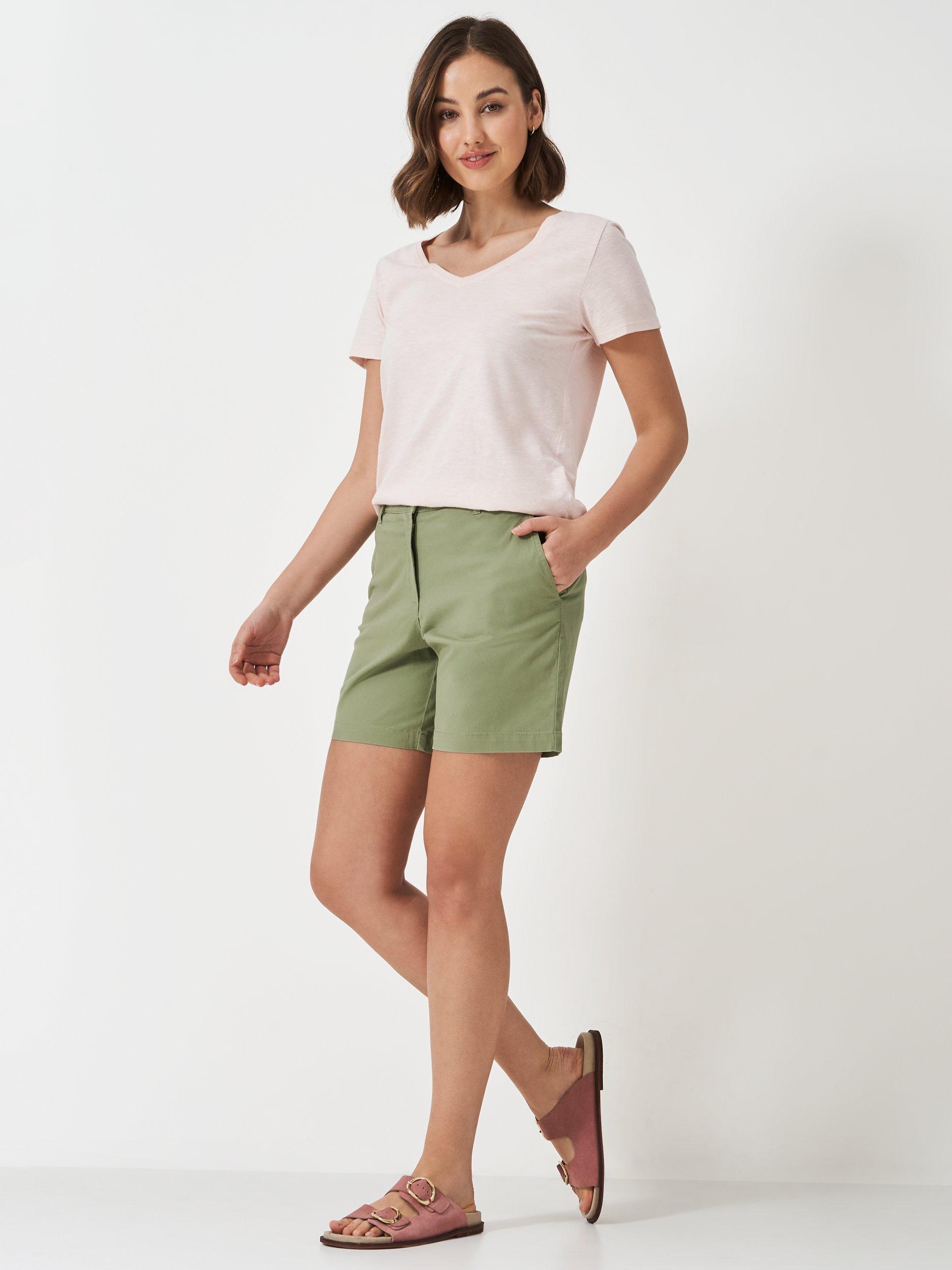 Product image 1 of 5, which shows Crew Clothing Mid Rise Chino Shorts, Khaki, 6