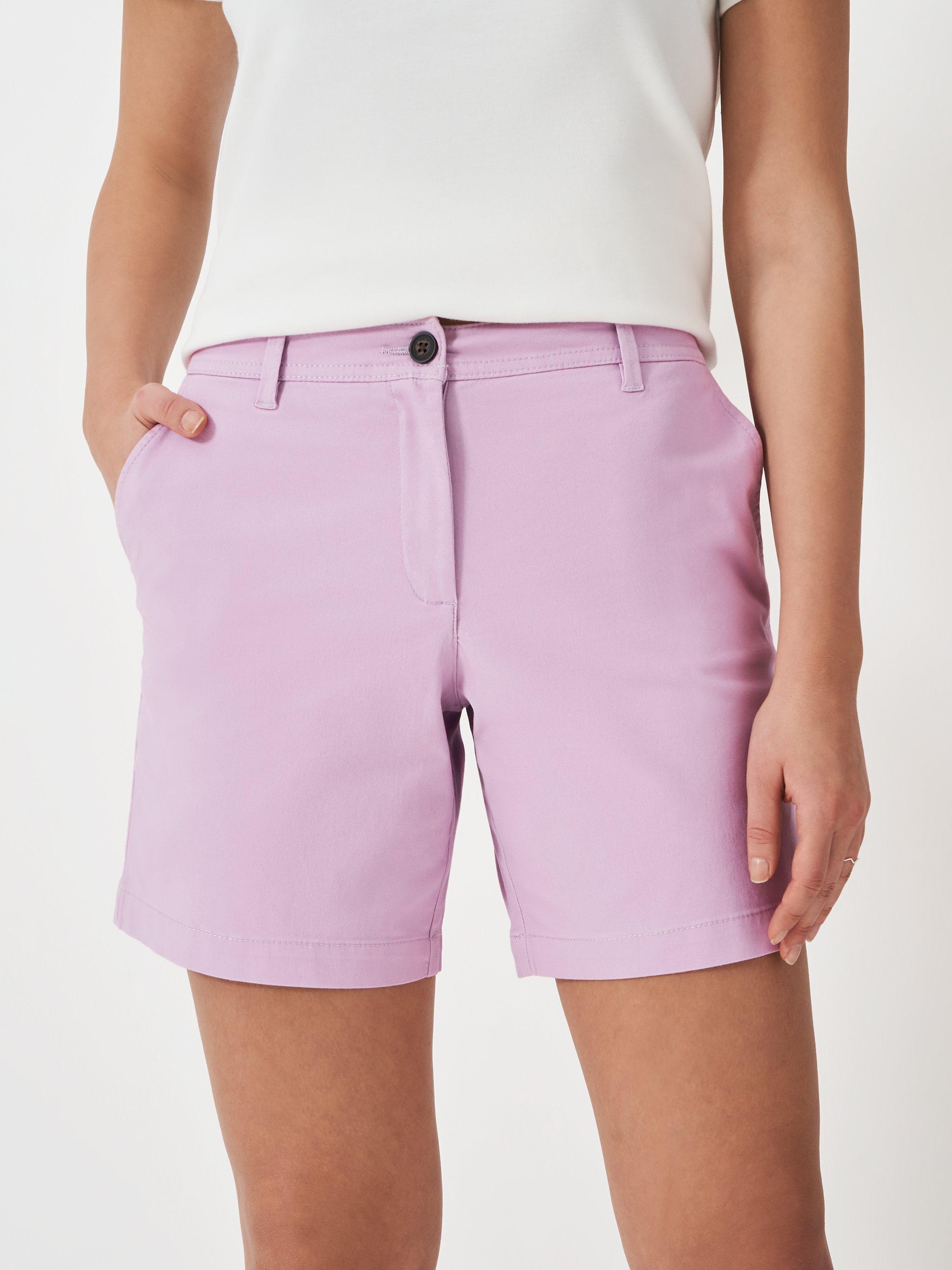 Product image 2 of 5, which shows Crew Clothing Mid Rise Chino Shorts, Pastel Pink, 6