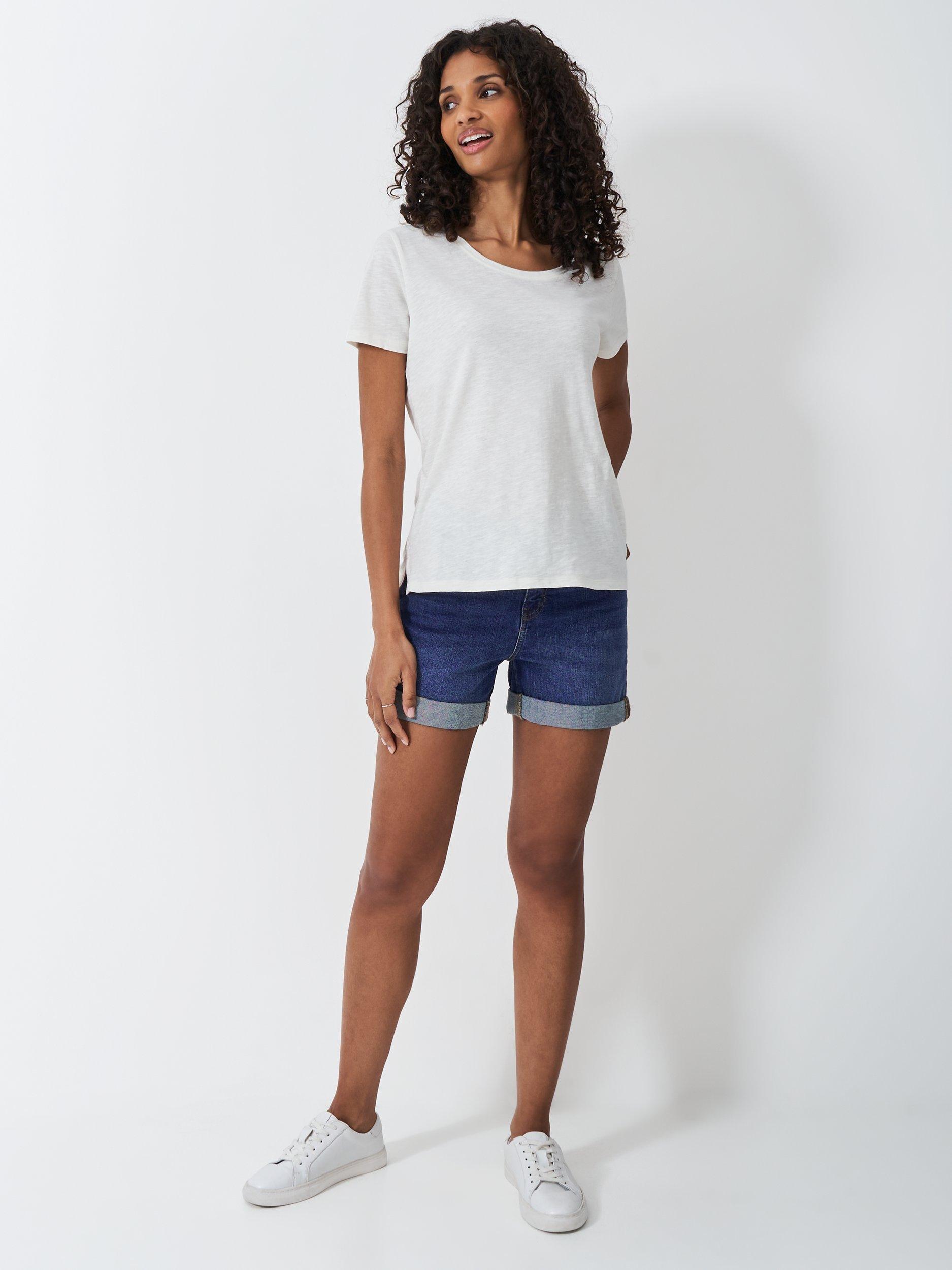 Product image 1 of 5, which shows Crew Clothing Mid Rise Denim Shorts, Mid Blue, 6