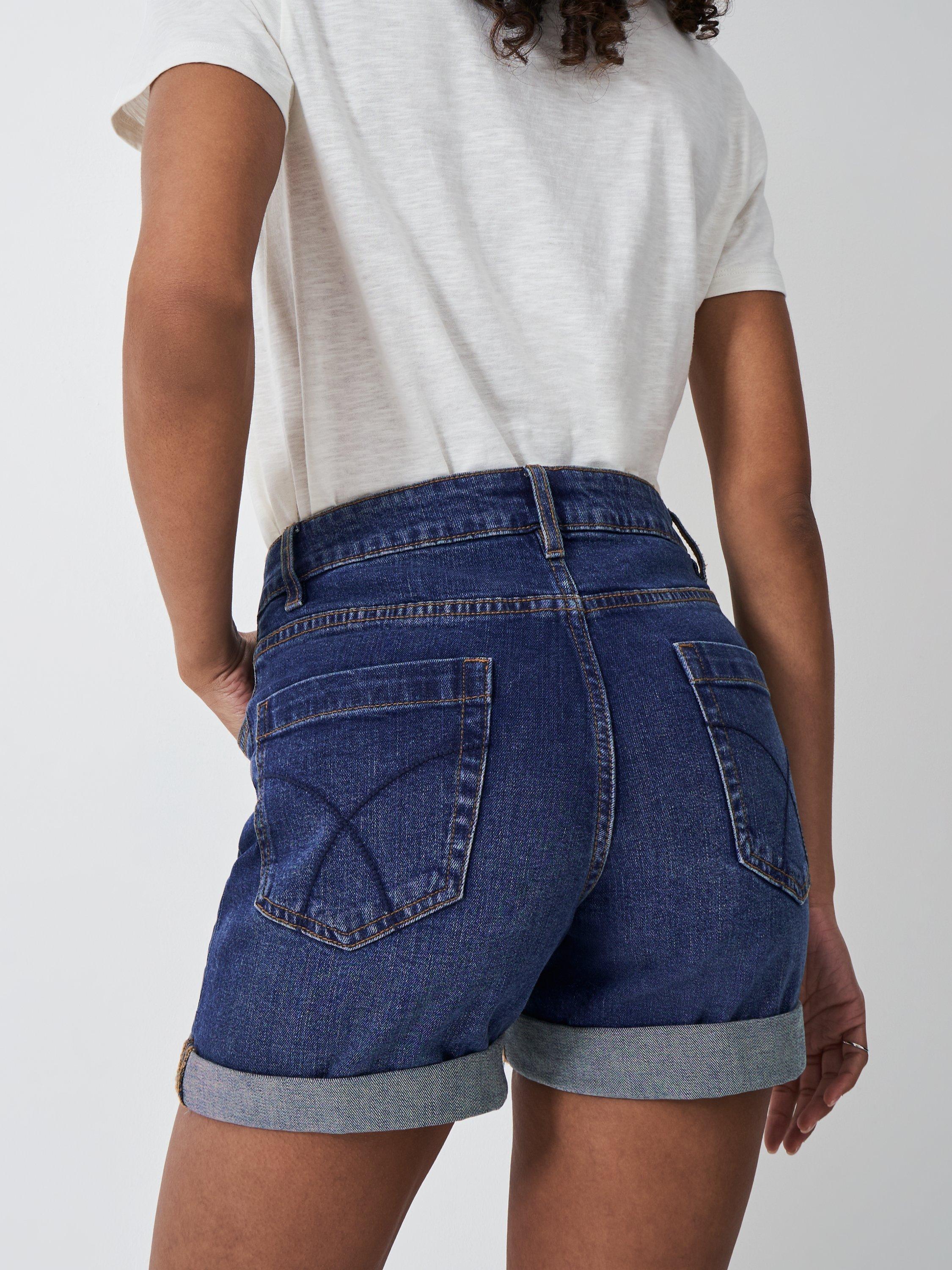 Product image 3 of 5, which shows Crew Clothing Mid Rise Denim Shorts, Mid Blue, 6