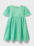 Crew Clothing Kids' Cotton Broderie Anglaise Dress, Emerald Green
