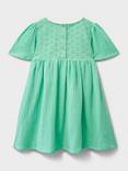 Crew Clothing Kids' Cotton Broderie Anglaise Dress, Emerald Green