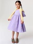 Crew Clothing Kids' Cotton Short Sleeve Dress, Lilac
