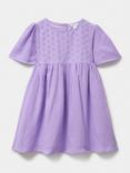 Crew Clothing Kids' Cotton Short Sleeve Dress, Lilac