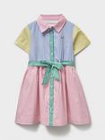 Crew Clothing Kids' Poplin Short Sleeved Striped Colour Block Dress