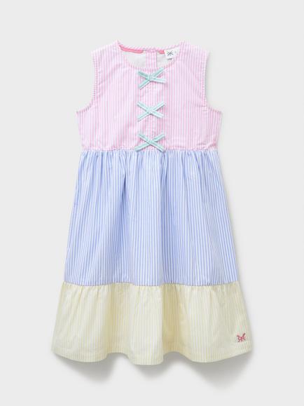 Crew Clothing Kids' Cotton Sleeveless Striped Dress, Multi, Multi