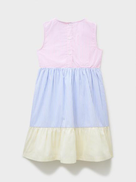 Crew Clothing Kids' Cotton Sleeveless Striped Dress, Multi - view 2, Multi