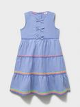 Crew Clothing Kids' Chabray Sleeveless Ric-Rac Midi Dress, Mid Blue