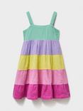 Crew Clothing Kids' Cotton Scallop-Tier Dress, Multi, Multi