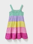 Crew Clothing Kids' Cotton Scallop-Tier Dress, Multi, Multi