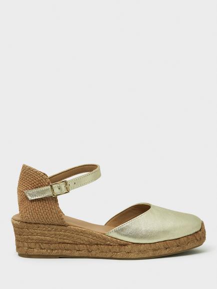 Crew Clothing Metallic Wedge Espadrille Sandals, Gold, Gold