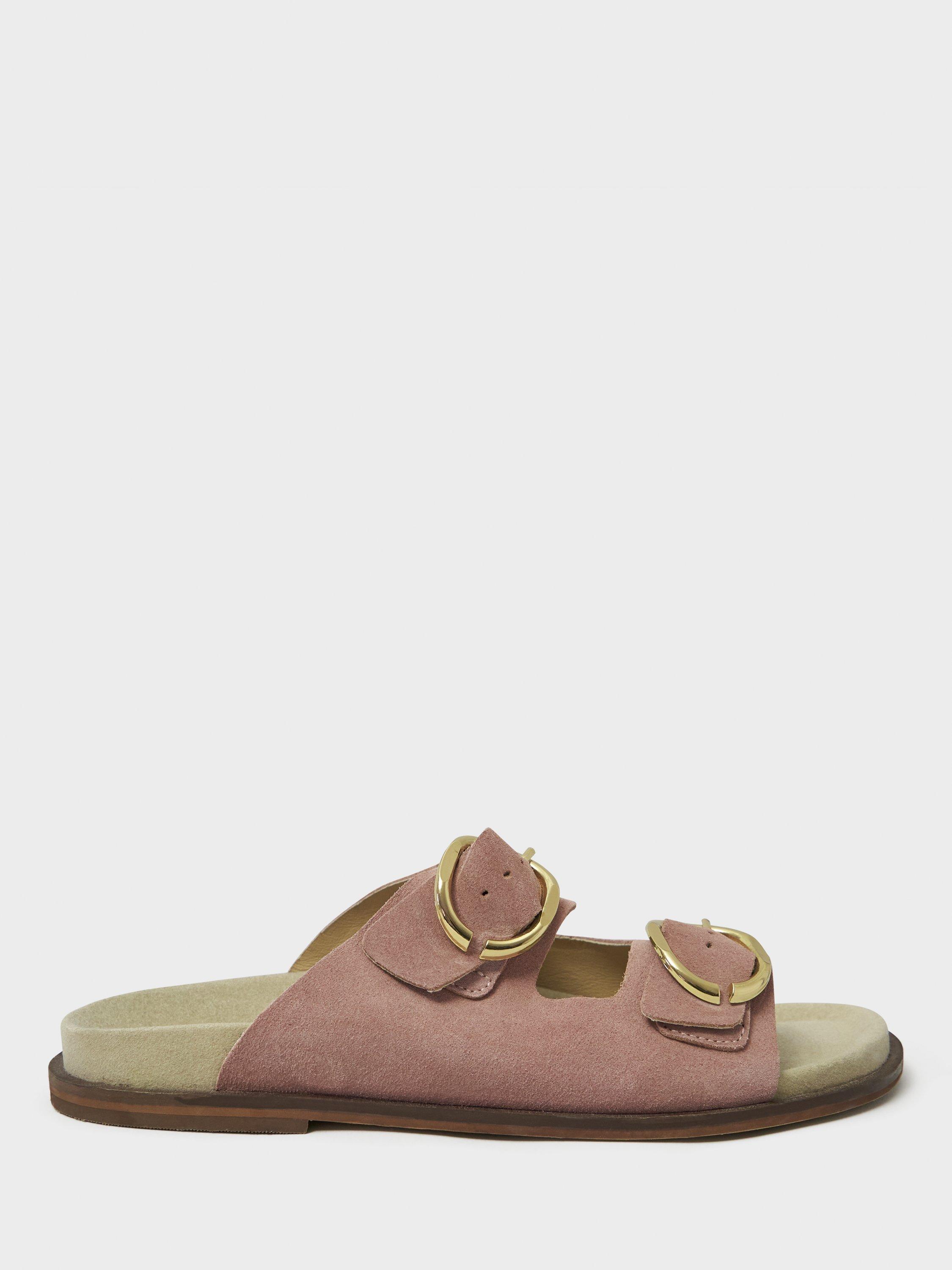 Product image 1 of 4, which shows Crew Clothing Buckle Leather Strap Sandals, Rose, 8