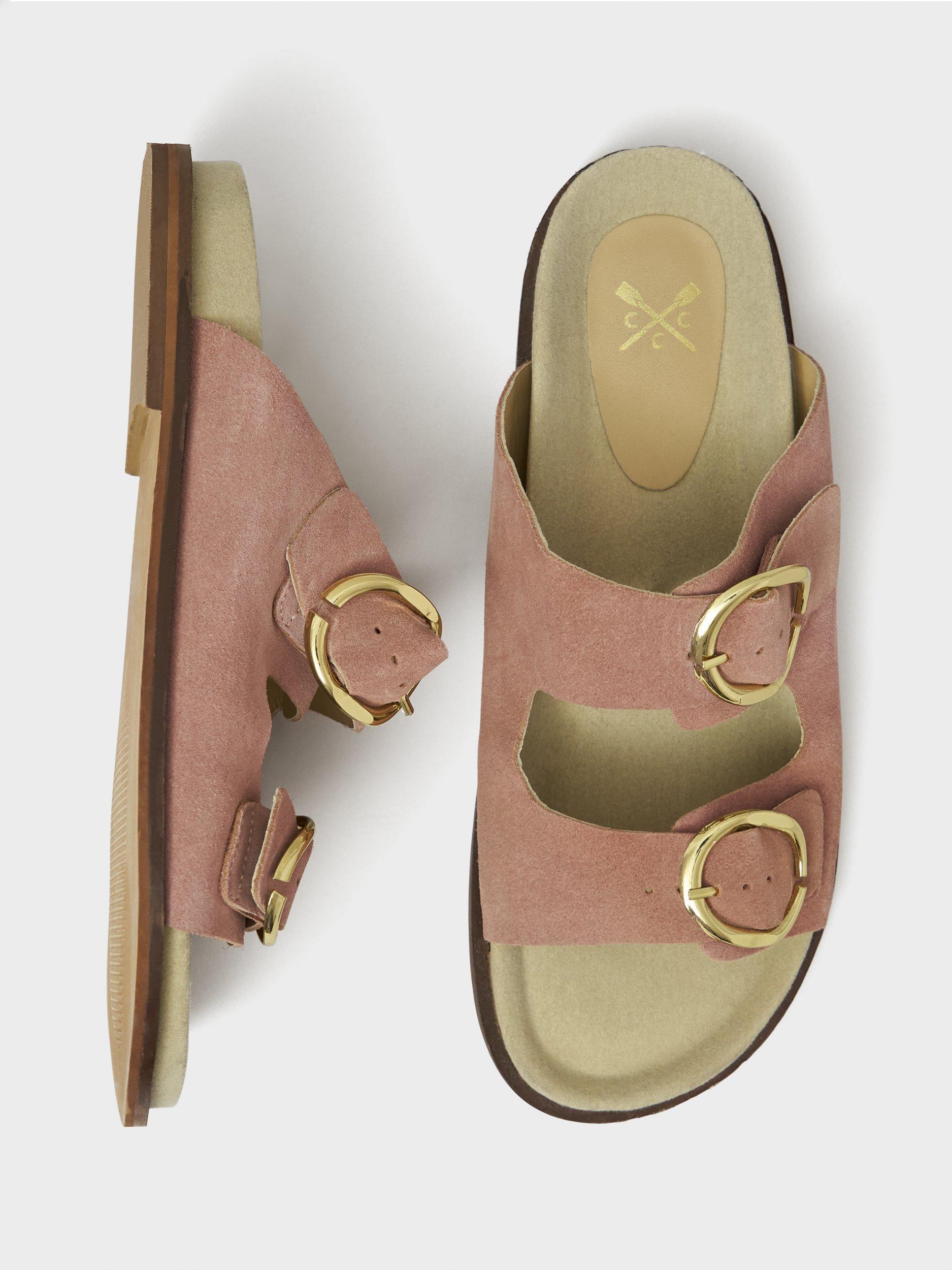 Product image 2 of 4, which shows Crew Clothing Buckle Leather Strap Sandals, Rose, 8