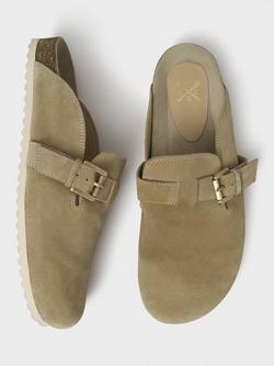 Crew Clothing Suede Buckle Mules, Beige - view 2, Beige
