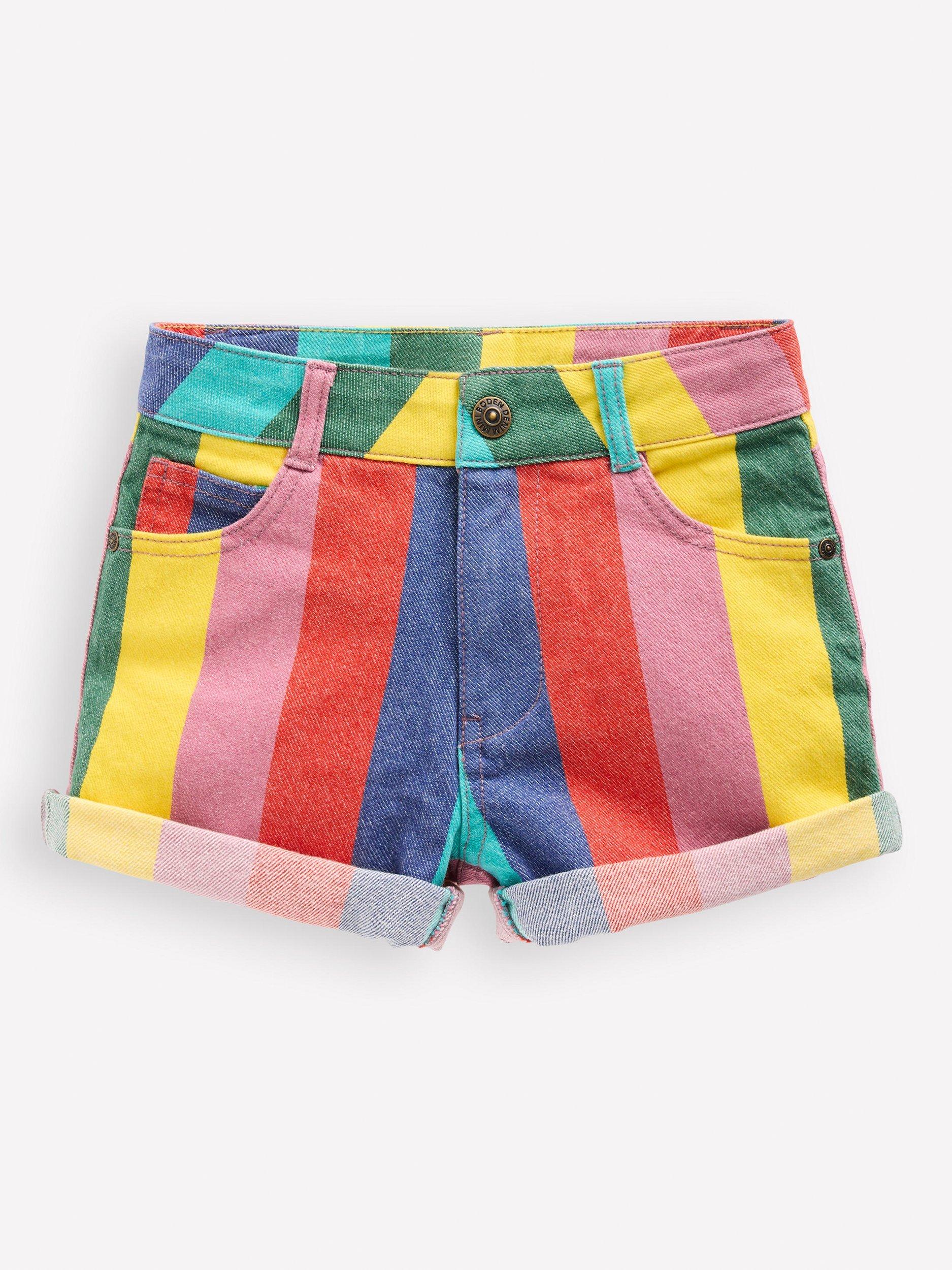 Product image 1 of 3, which shows Mini Boden Kids' Denim Shorts, Multi, 3-4 years