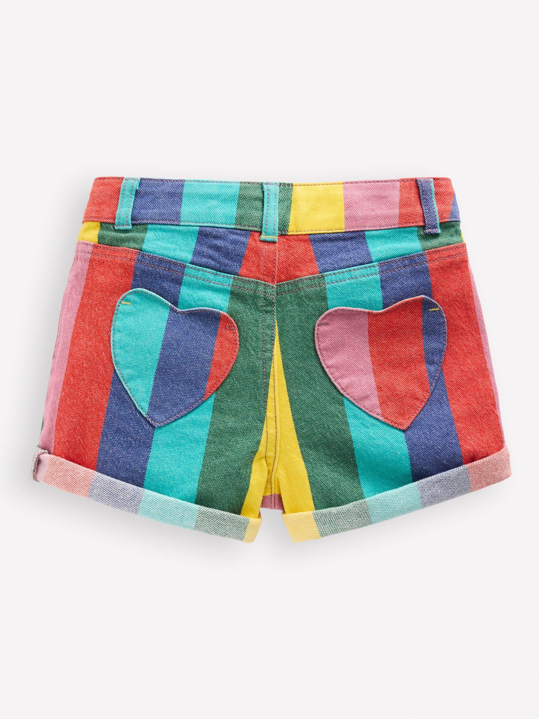 Product image 2 of 3, which shows Mini Boden Kids' Denim Shorts, Multi, 3-4 years