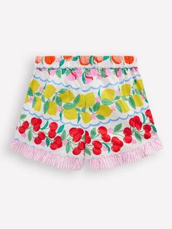 Mini Boden Kids' Juniper Frill Shorts, Rainbow Fruit Stripe - view 2, Rainbow Fruit Stripe