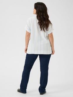 KAFFE Curve Mille Stripe Linen Blend Wing Top, Blue/Multi - view 2, Blue/Multi