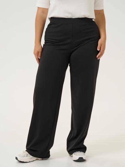 KAFFE Curve Jenna Wide Leg Trousers, Black, Black
