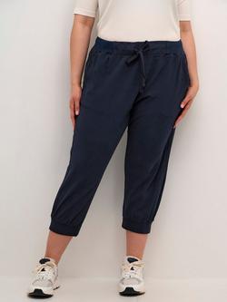 KAFFE Curve Nana Drawstring Capri Trousers, Midnight Marine, Midnight Marine
