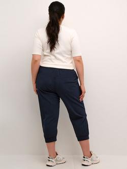 KAFFE Curve Nana Drawstring Capri Trousers, Midnight Marine - view 2, Midnight Marine