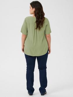 KAFFE Curve Ami Short Sleeve Top, Oil Green - view 2, Oil Green