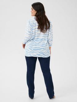 KAFFE Curve Edina Ami Zebra Print Top, Chambray/Chalk - view 2, Chambray/Chalk