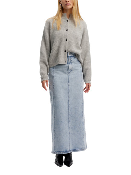 Gestuz Alpha Wool Rich Cardigan, Light Grey Melange