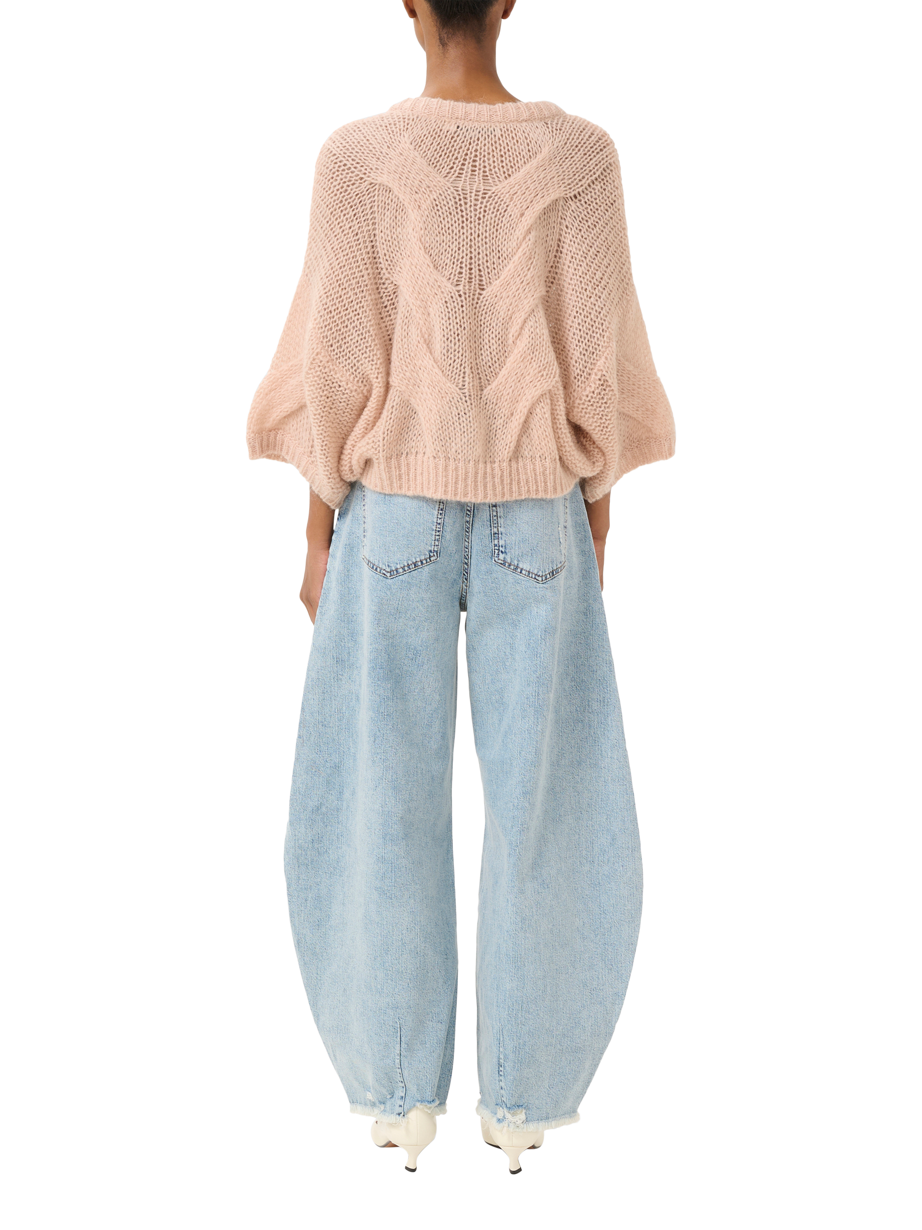 Product image 2 of 5, which shows Gestuz Zenia Mohair Wool Blend Billowy Sleeve Cardigan, Rose Dust, XS
