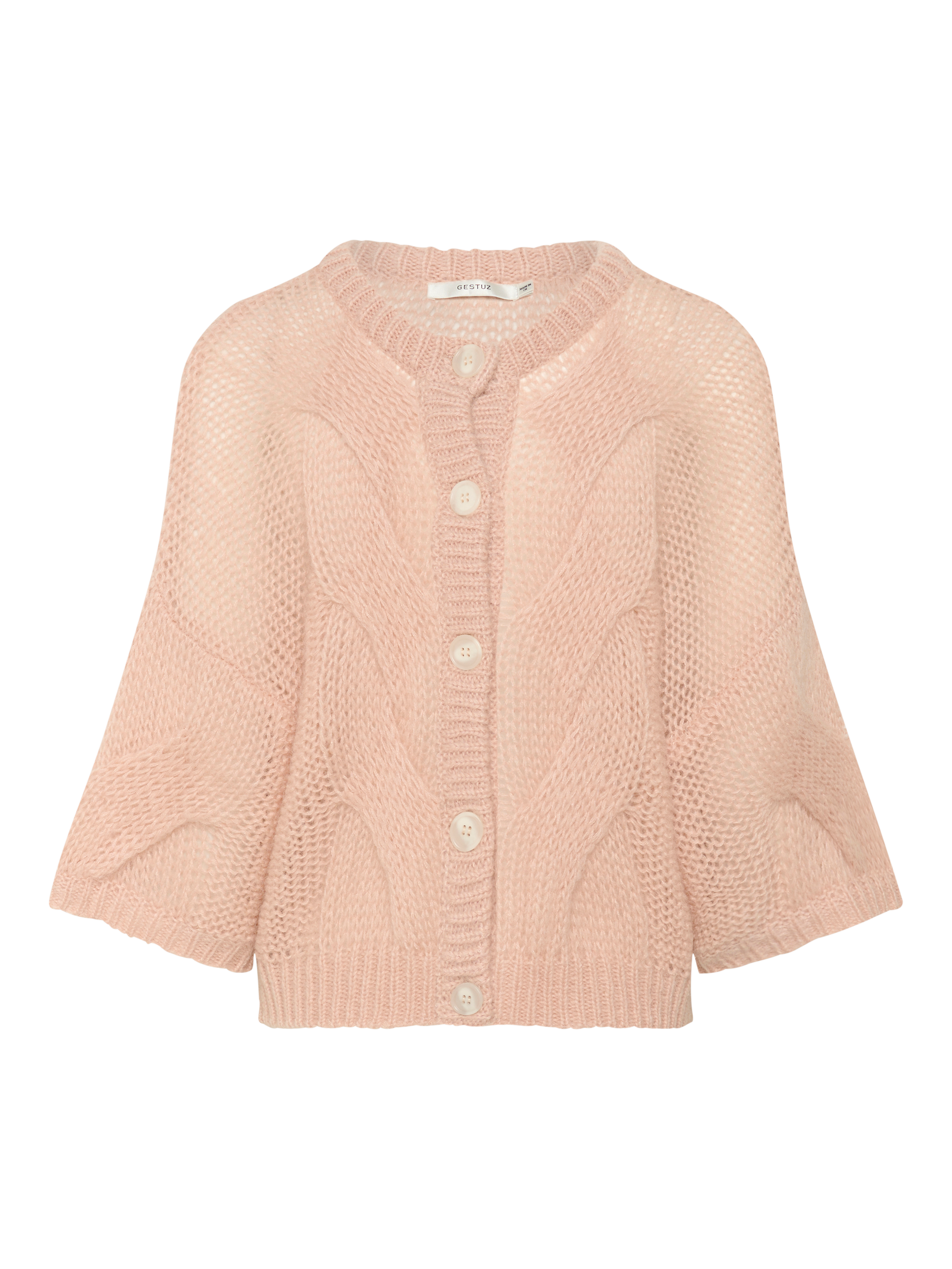 Product image 4 of 5, which shows Gestuz Zenia Mohair Wool Blend Billowy Sleeve Cardigan, Rose Dust, XS