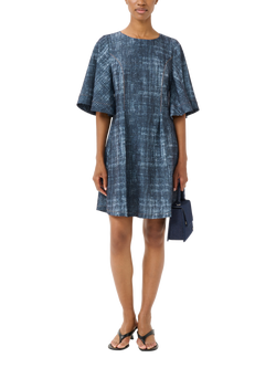 Gestuz Demia Flared Mini Dress, Dark Denim Structure, Dark Denim Structure