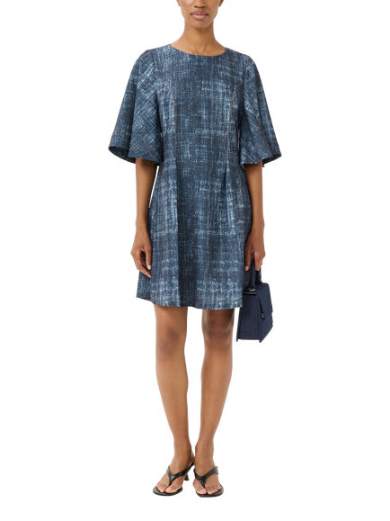 Gestuz Demia Flared Mini Dress, Dark Denim Structure, Dark Denim Structure