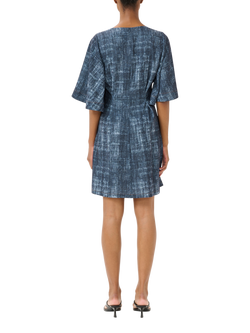 Gestuz Demia Flared Mini Dress, Dark Denim Structure - view 2, Dark Denim Structure