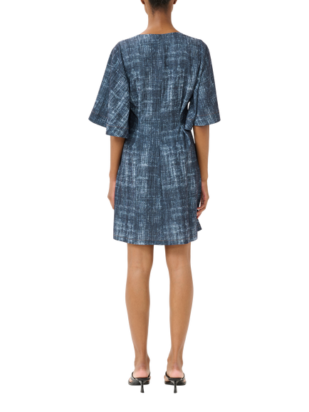 Gestuz Demia Flared Mini Dress, Dark Denim Structure - view 2, Dark Denim Structure