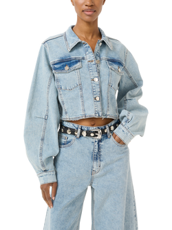 Gestuz Dea Denim Cropped Jacket, Light Blue Denim, Light Blue Denim