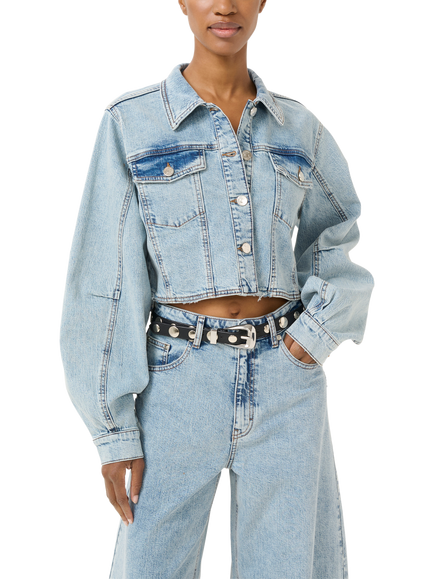 Gestuz Dea Denim Cropped Jacket, Light Blue Denim, Light Blue Denim