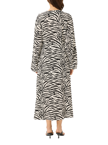 Gestuz Veva Zebra Twist Midi Dress, Black/Birch Tiger - view 2, Black/Birch Tiger