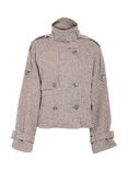 Gestuz Avic Dogtooth Wool Blend Short Trench Jacket, Rose Dust/Grey Hound