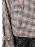 Gestuz Avic Dogtooth Wool Blend Short Trench Jacket, Rose Dust/Grey Hound
