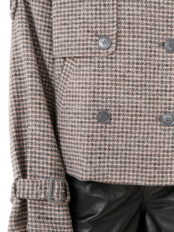 Gestuz Avic Dogtooth Wool Blend Short Trench Jacket, Rose Dust/Grey Hound - view 2, Rose Dust/Grey Hound