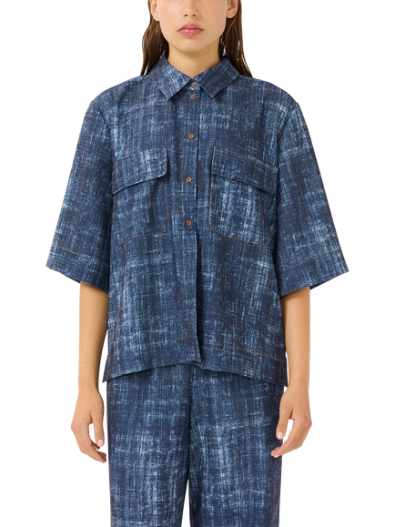 Gestuz Demia Oversized Shirt, Dark Denim Structure, Dark Denim Structure