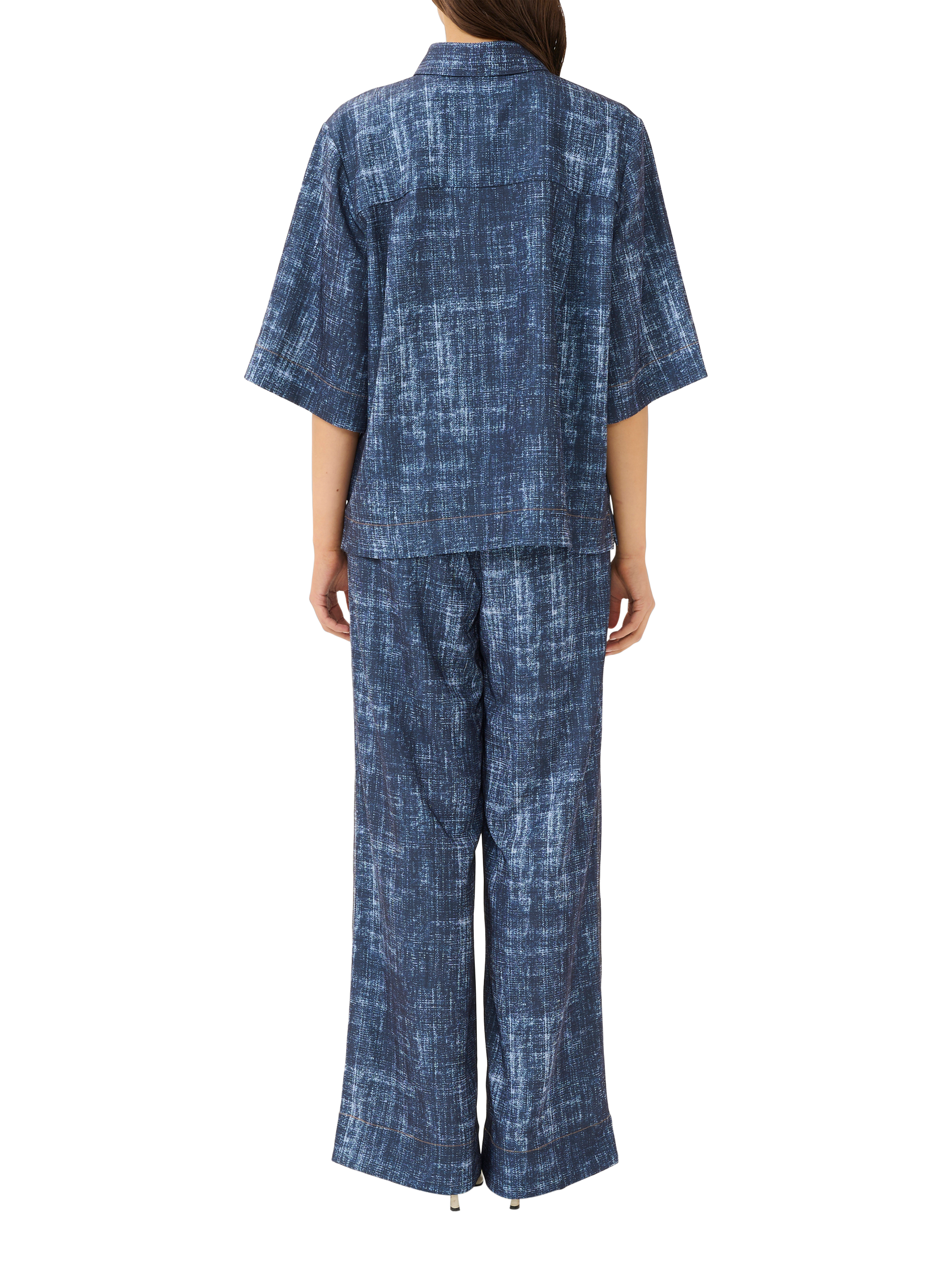 Product image 2 of 5, which shows Gestuz Demia High Waist Wide Leg Trousers, Dark Denim, 8
