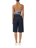 Gestuz Summer High Waisted Long Denim Shorts, Unwashed Denim