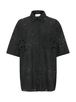 Gestuz Baylor Cotton Embroidered Shirt, Black, Black